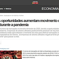 Novas oportunidades aumentam movimento de M&A durante a pandemia